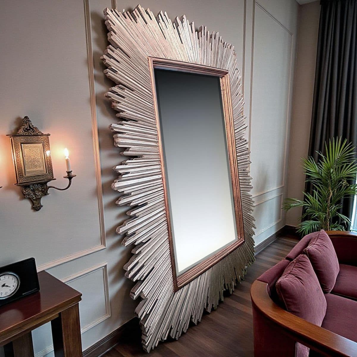 1980s Monumental Maitland-Smith Art Deco–Inspired Gilt Sunburst Mirror 88" X 69" - Thumbnail 12