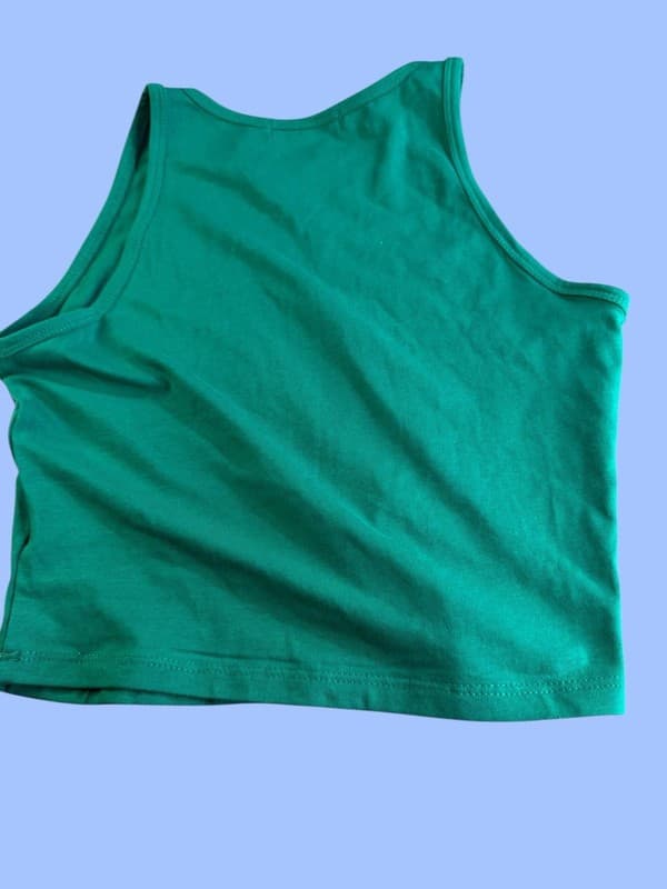 Active Basic Women's Kelly Green High Neck Sleeveless Crop Tank Top Size M - Thumbnail 9