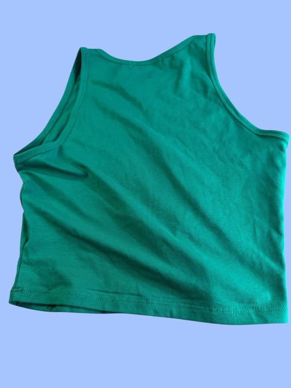 Active Basic Women's Kelly Green High Neck Sleeveless Crop Tank Top Size M - Thumbnail 2