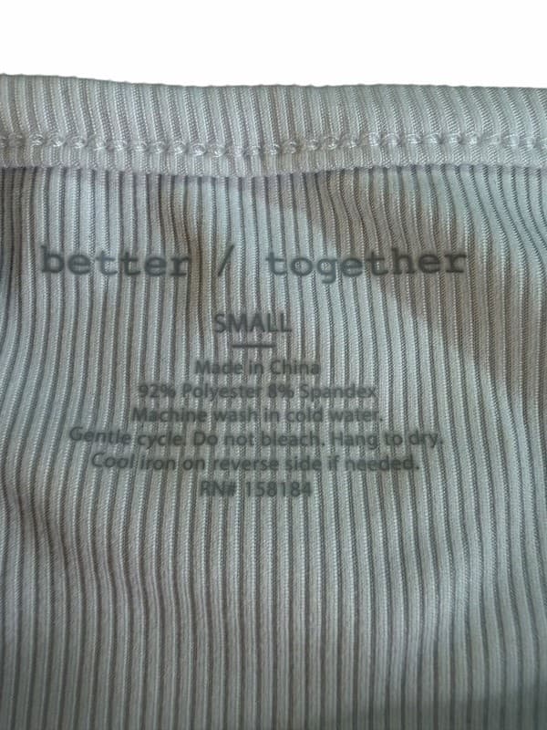 Better Together Ribbed White Spaghetti Strap Tank Top Size Small - Thumbnail 6