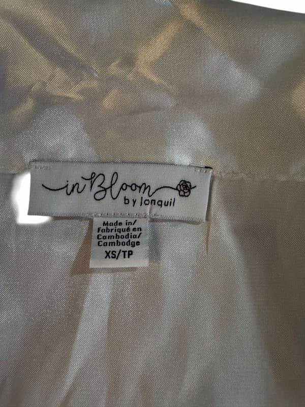 In Bloom By Jonquil Pajama Top White Satin Shirt XS PJ Button Up Shirt NEW - Thumbnail 5