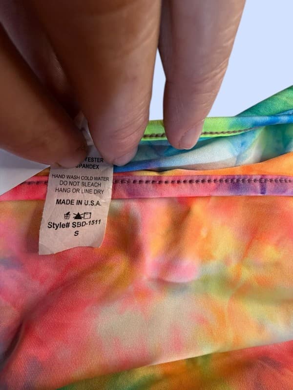 Belita Collection S Shoulder Cut-Out Tie Dye Mini Dress with Matching Face Mask - Thumbnail 5