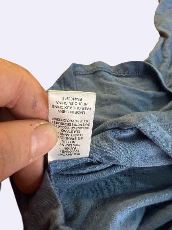 Bobeau Women's Blue Twist Back Linen Blend Short Sleeve Tee Size Small - Thumbnail 6