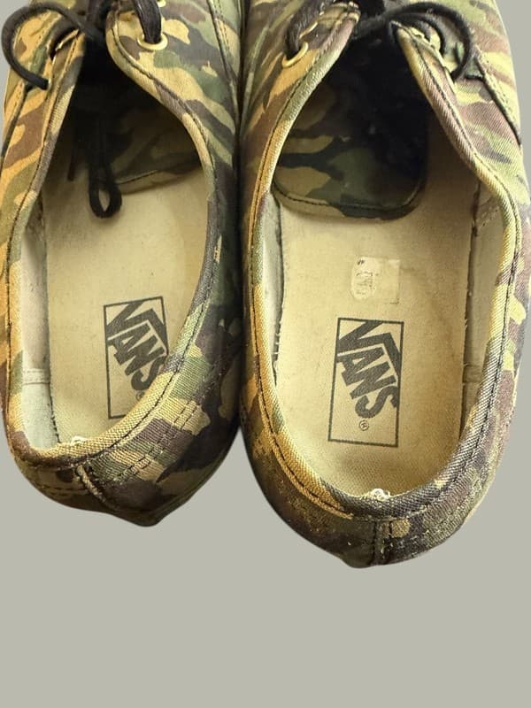 Vans Authentic Mono Print Camo Green Canvas Skate Shoes Men's Size 13 - Thumbnail 9