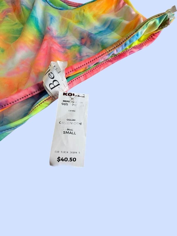 Belita Collection S Shoulder Cut-Out Tie Dye Mini Dress with Matching Face Mask - Thumbnail 3