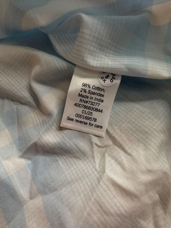 Sonoma Goods For Life Men's M Light Blue Plaid Short Sleeve Perfect-Length Shirt - Thumbnail 5