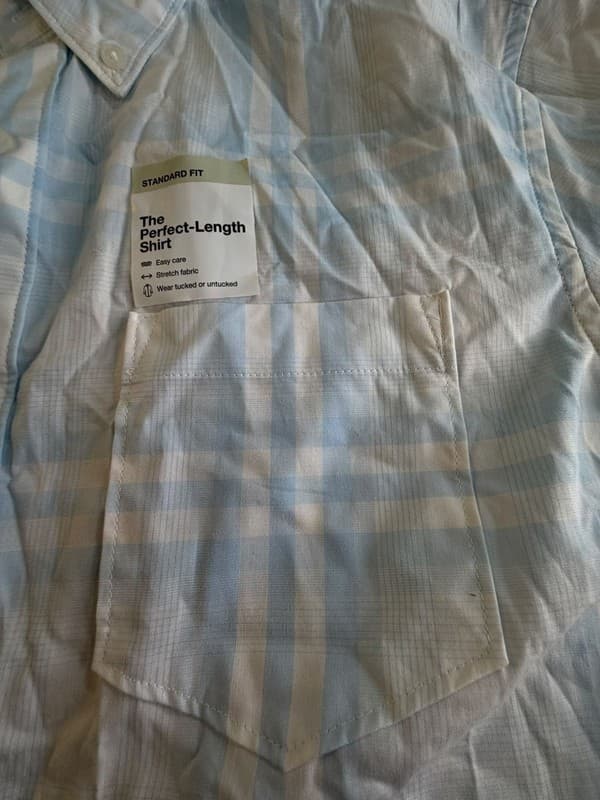 Sonoma Goods For Life Men's M Light Blue Plaid Short Sleeve Perfect-Length Shirt - Thumbnail 2