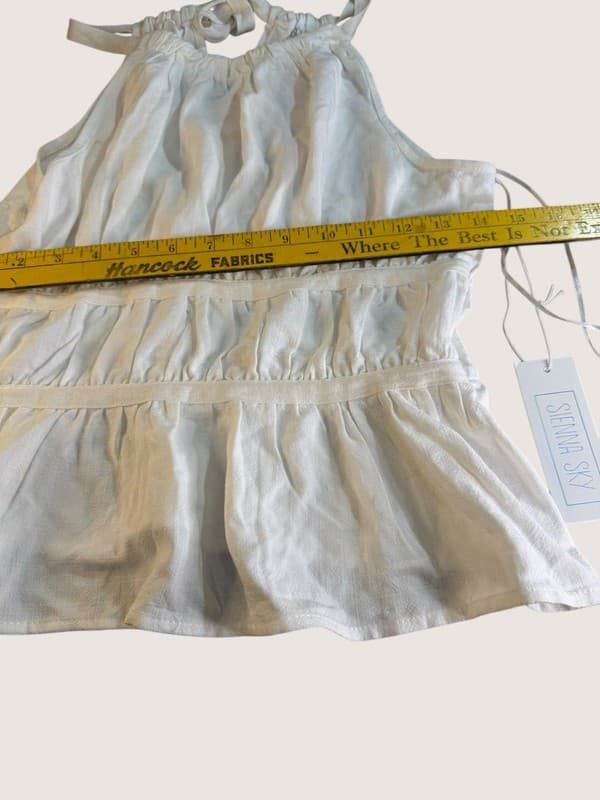 Sienna Sky White Linen Blend Ruffle Halter Top - Thumbnail 3