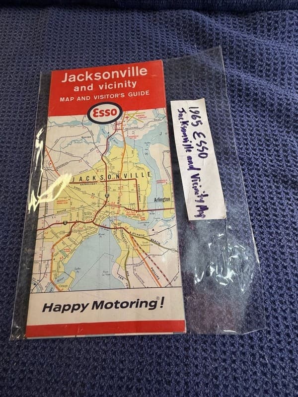 Vintage 1965 Esso Jacksonville and Vicinity Map and Visitor's Guide