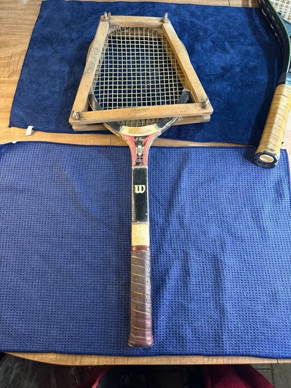 Vintage Tennis Racquet Set Lot 3: Wilson Jack Kramer Pro Staff with Wooden Press - Thumbnail 9