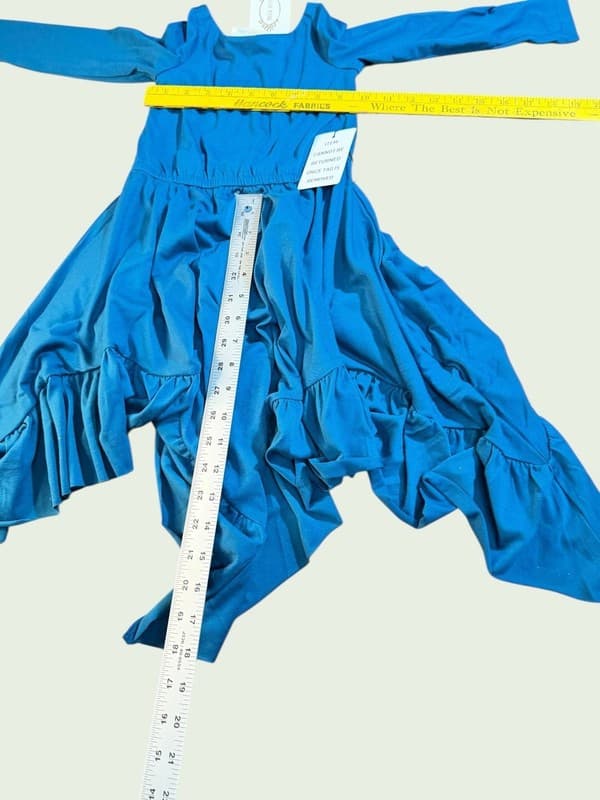 Joyfolie Mia Joy Blue Long Sleeve High-Low Ruffle Hem Girl's Dress Size 3 - Thumbnail 8
