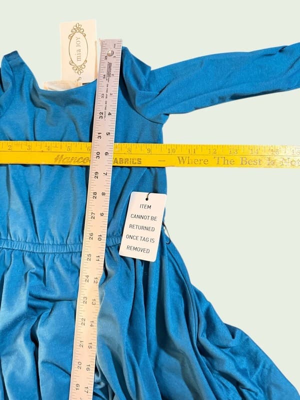Joyfolie Mia Joy Blue Long Sleeve High-Low Ruffle Hem Girl's Dress Size 3 - Thumbnail 9