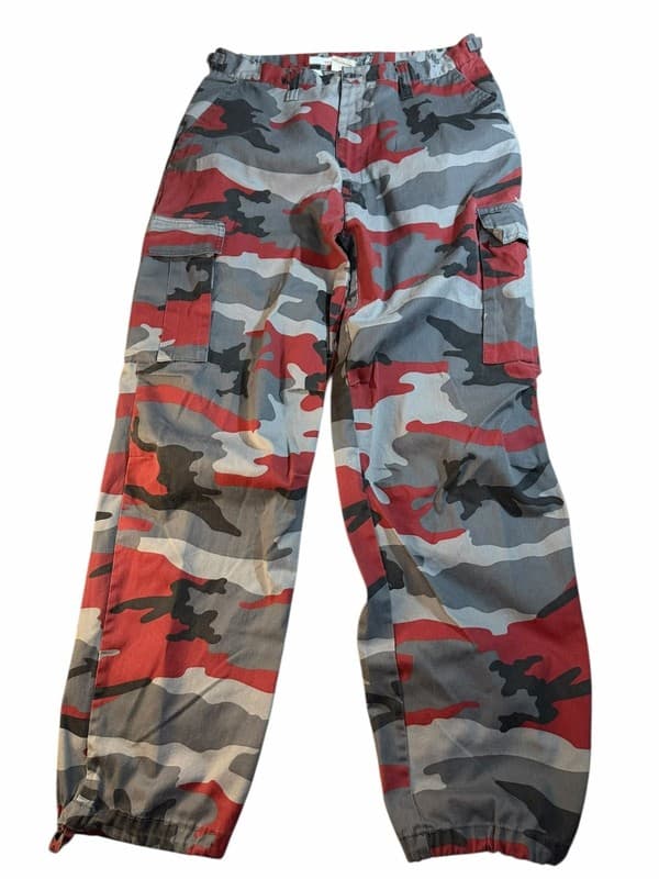 Regal Wear Red and Gray Camouflage Cargo Pants Medium 32” - Image 1