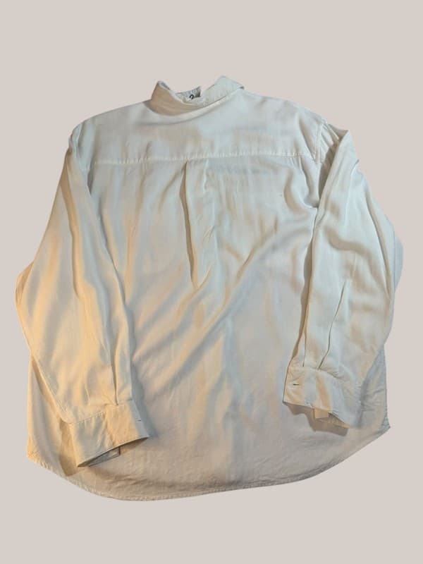 Vintage White Western Shirt | Black Embroidery | Silver-Tone Buttons | Size L - Thumbnail 2