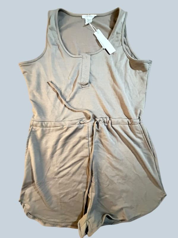 Capella NWT Women's Henley Sleeveless Knit Romper with Drawstring Waist L - Image 1