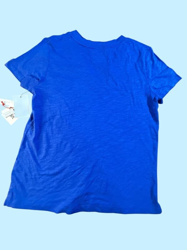 Caslon Cotton & Modal V-Neck Pocket T-Shirt in Blue Dazzle Medium - Thumbnail 2