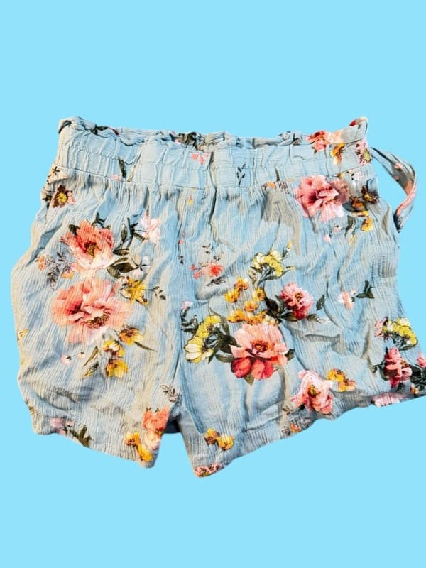 Jolt Floral High-Waist Paperbag Shorts with Tie Belt Sm - Thumbnail 3
