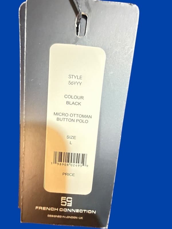 French Connection Men's Black Micro Ottoman Button Polo Shirt NWT Size L - Thumbnail 7