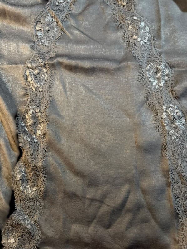 Oddi Charcoal Grey Satin Lace Trim V-Neck Cami Top 3XL - Thumbnail 5