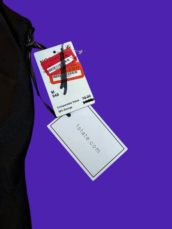 1.STATE Black Satin Cowl Neck Lace Trim Cami Top Medium - Thumbnail 6