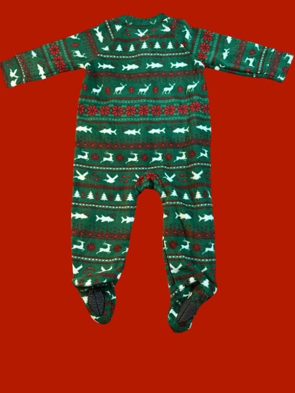 Magellan Outdoors Infant Holiday Fair Isle Fleece Footed Romper, Green, 12/18M - Thumbnail 2