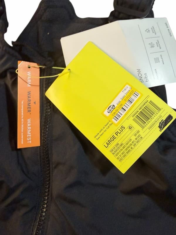 NWT Kids' All in Motion Solid Black Snow Bibs Water Resistant Large Plus 14W/16W - Thumbnail 5