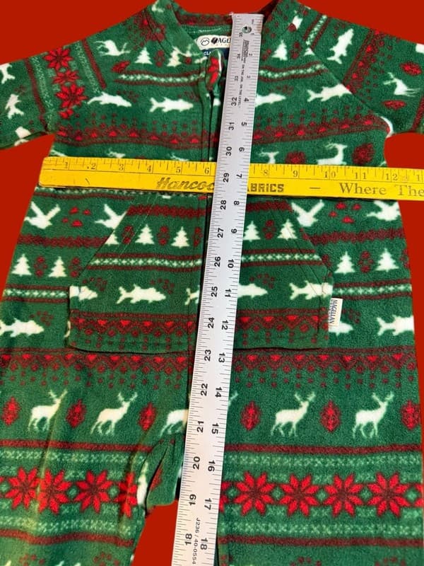 Magellan Outdoors Infant Holiday Fair Isle Fleece Footed Romper, Green, 12/18M - Thumbnail 5