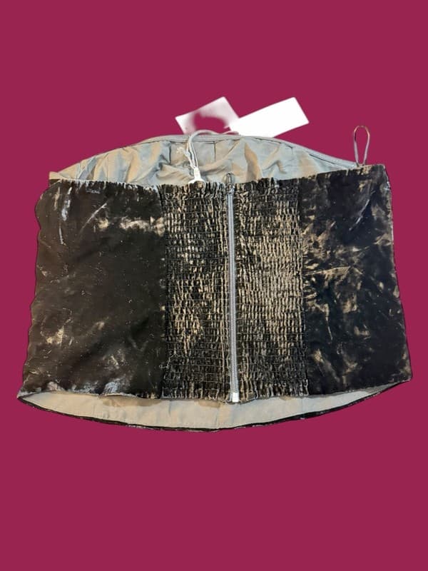 NWT WAYF Black Crushed Velvet Strapless Bow Tube Top Size XL - Thumbnail 2