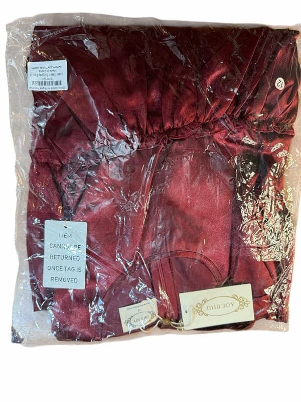 Joyfolie Lorelei Satin Tiered Dress in Burgundy Size 12 NWT - Thumbnail 3