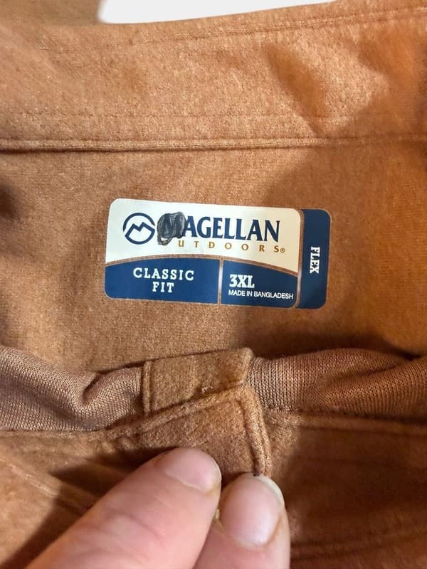 Magellan Outdoors Men's Campfire Flex Classic Fit Long Sleeve Shirt Tan 3XL - Thumbnail 5