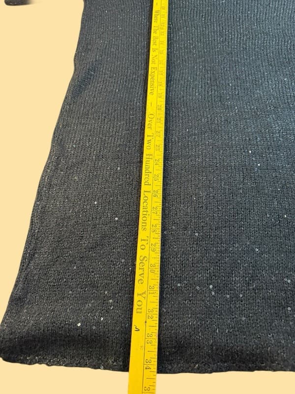 Vero Moda Black Knitted Sequin Shift Dress Size Small - Thumbnail 6