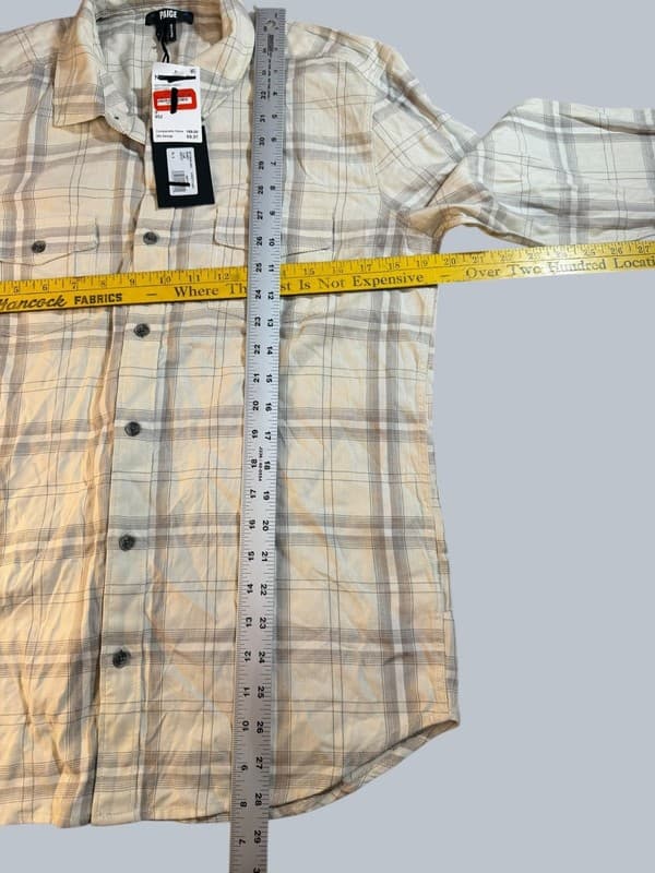 PAIGE Everett Long Sleeve Plaid Performance Flannel Shirt in Misty Day S - Thumbnail 6
