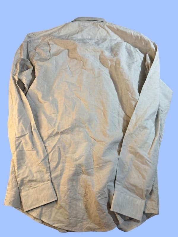 Nordstrom Trim Fit Tan Linen Blend Long Sleeve Button Up Shirt Size 16.5 36-37 - Thumbnail 2