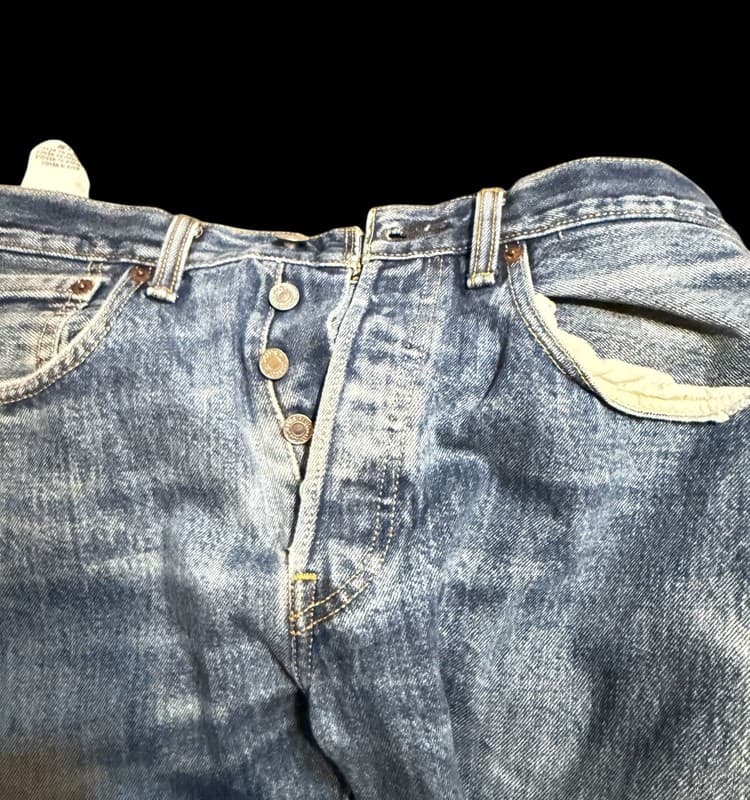 Levi’s 501 Original Fit Jeans W31 Distressed Faded Button Fly Workwear - Thumbnail 4