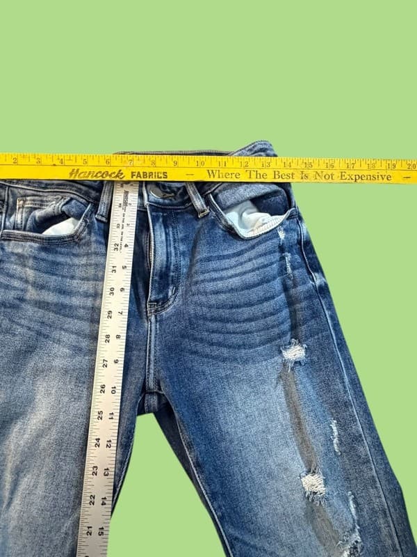 KanCan Signature Mid-Rise Ankle Skinny Distressed Raw Hem Jeans Size 28 - Thumbnail 8