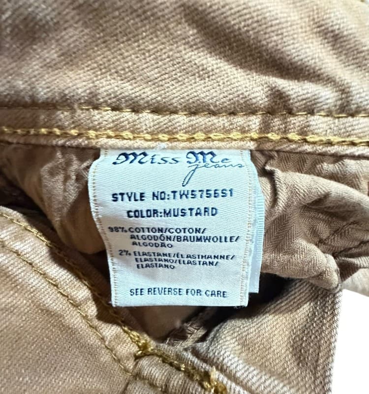 Miss Me Signature Rise Skinny Jeans Mustard Yellow Womens Size 27 TW57551 - Thumbnail 5