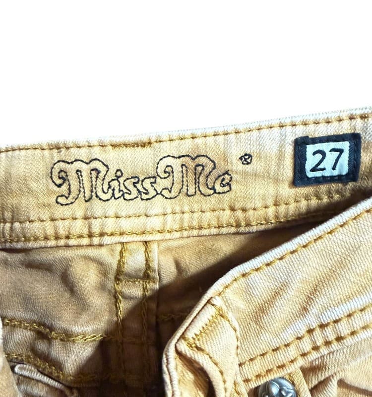 Miss Me Signature Rise Skinny Jeans Mustard Yellow Womens Size 27 TW57551 - Thumbnail 3