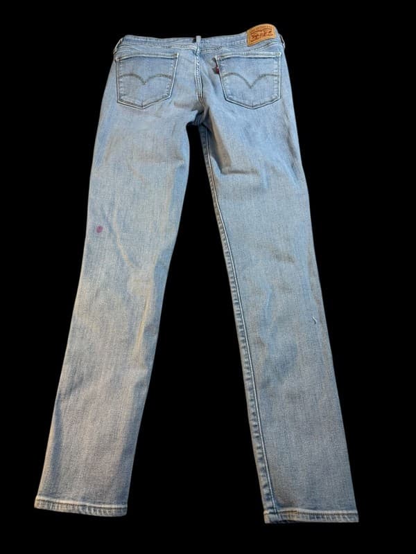 Levi's 711 Skinny Jeans Light Wash with White Flower Floral Embroidery W29 L30 - Thumbnail 2