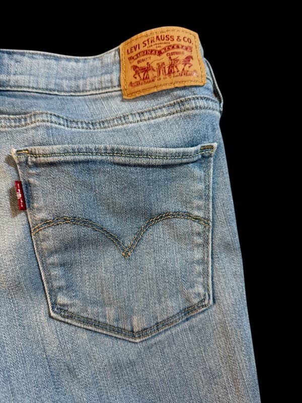 Levi's 711 Skinny Jeans Light Wash with White Flower Floral Embroidery W29 L30 - Thumbnail 7