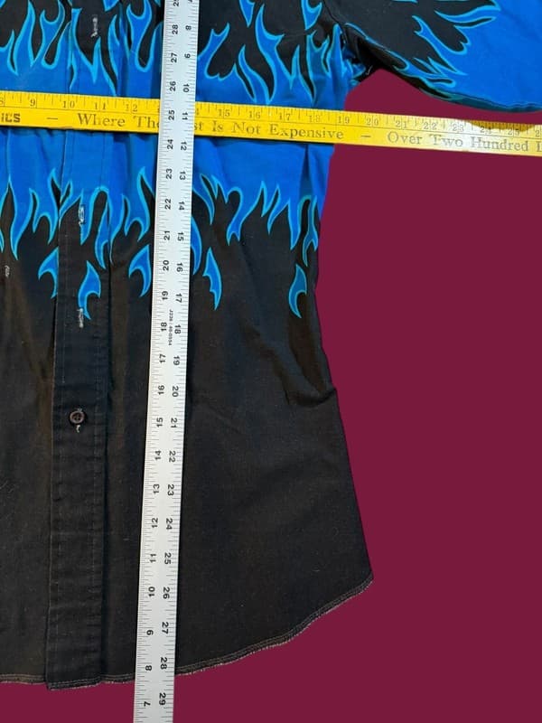 Vintage Brooks & Dunn Panhandle Slim Black Blue Flame Western Button Down Shirt - Thumbnail 4