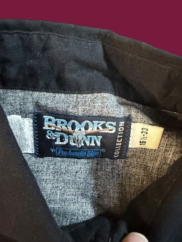 Vintage Brooks & Dunn Panhandle Slim Black Blue Flame Western Button Down Shirt - Thumbnail 5