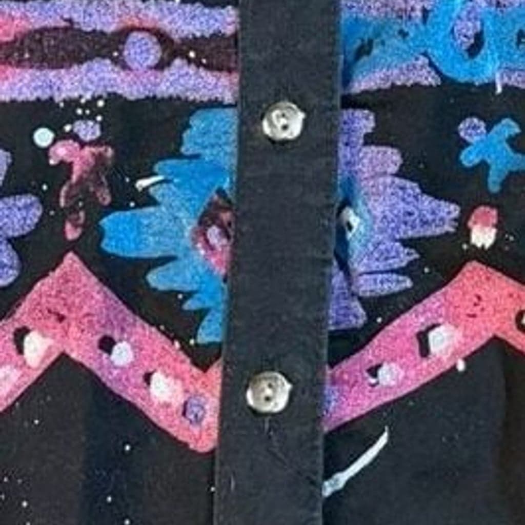 Vintage 90s Roughrider by Circle T Hand Painted Southwestern Western Shirt - Image 1