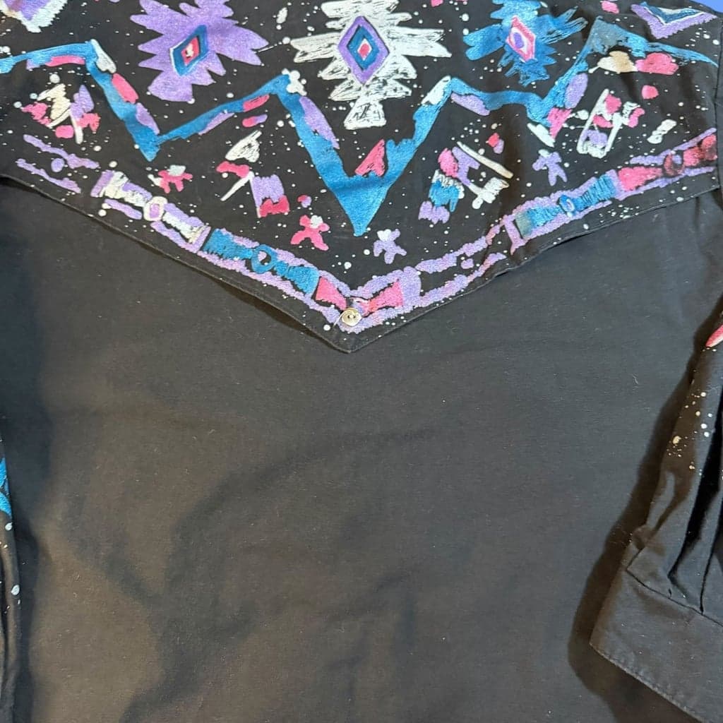 Vintage 90s Roughrider by Circle T Hand Painted Southwestern Western Shirt - Thumbnail 7