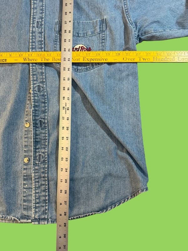 Vintage Hard Rock Cafe Las Vegas Embroidered Denim Button Up Shirt Size M - Thumbnail 5