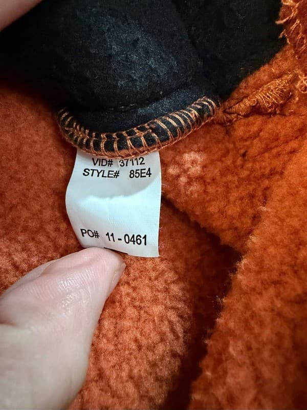 Orvis Men's Large Red Fleece Quarter-Zip Pullover with Faux Suede Elbow Patches - Thumbnail 4