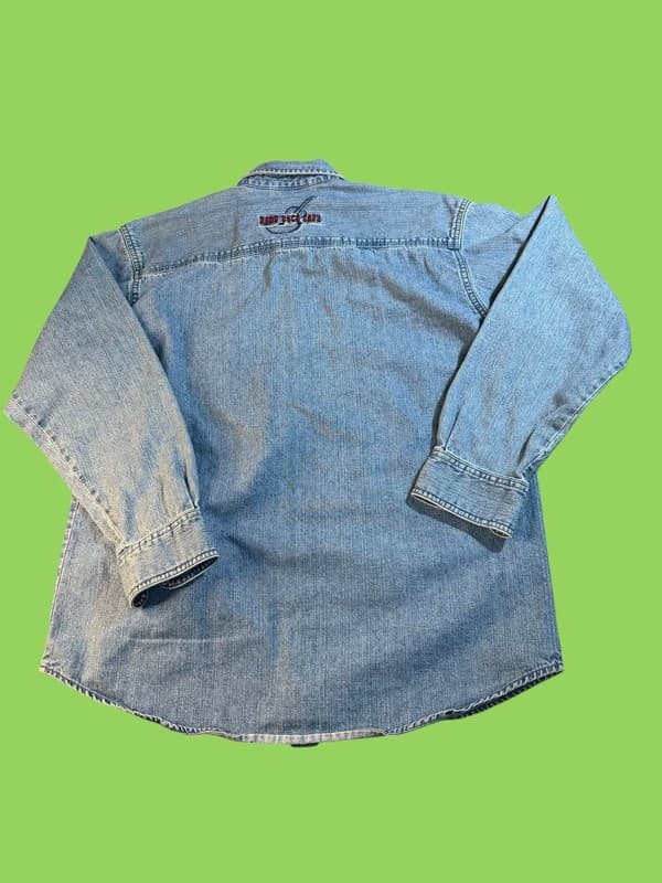 Vintage Hard Rock Cafe Las Vegas Embroidered Denim Button Up Shirt Size M - Thumbnail 2