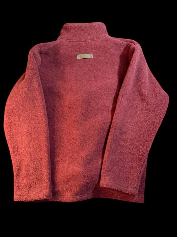 Orvis Men's Large Red Fleece Quarter-Zip Pullover with Faux Suede Elbow Patches - Thumbnail 2