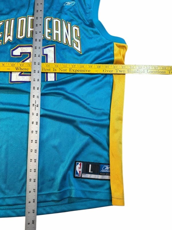 Vintage Reebok Jamaal Magloire #21 New Orleans Hornets Teal NBA Jersey Size L - Thumbnail 8