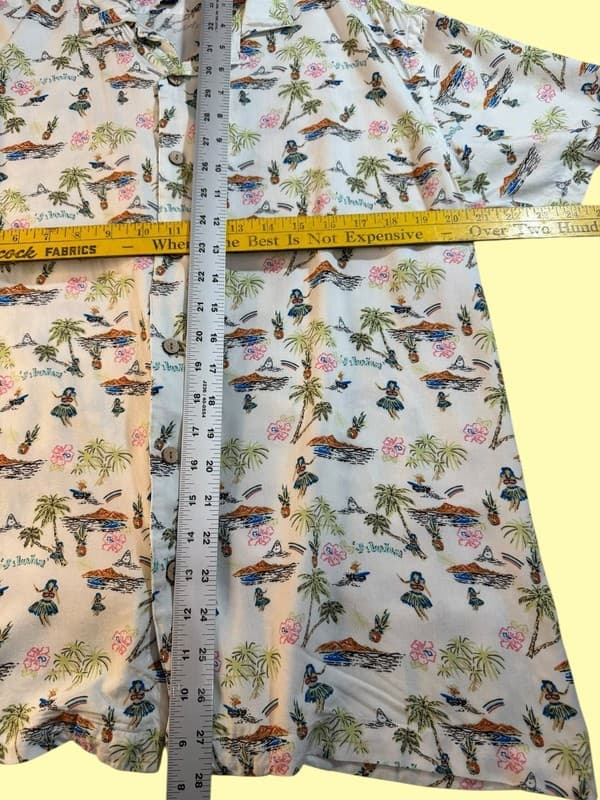 Cremieux Men's Large Tropical Hawaiian Hula Dancer Palm Tree Button Up Shirt - Thumbnail 4