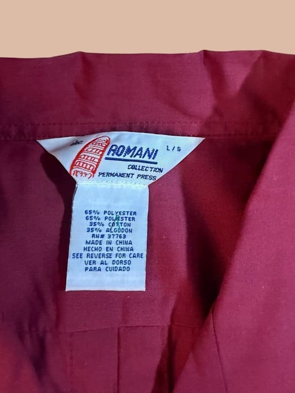 Vintage Romani Collection Men's Red Guayabera Cuban Wedding Shirt Size L - Thumbnail 5